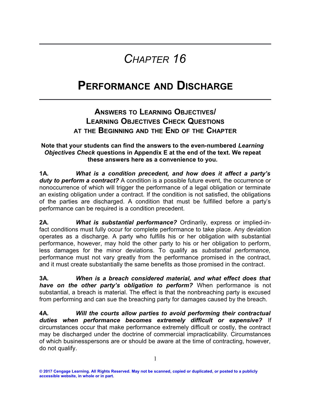 Chapter 16: Performance and Discharge 1