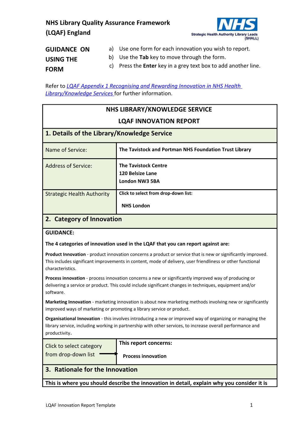 LQAF Innovation Report Template 1