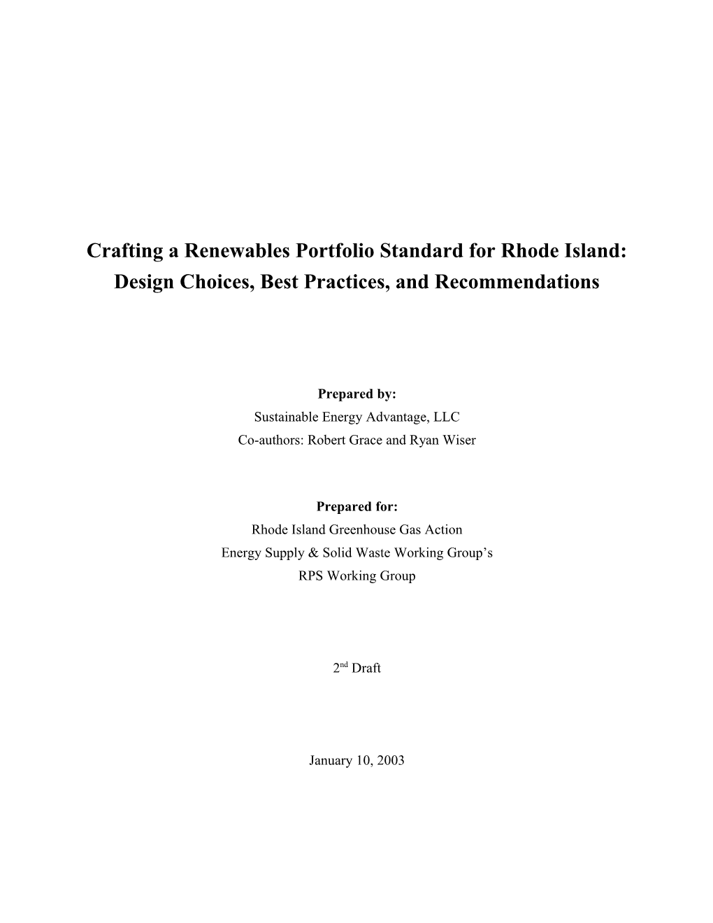 Crafting a Renewables Portfolio Standard for Rhode Island