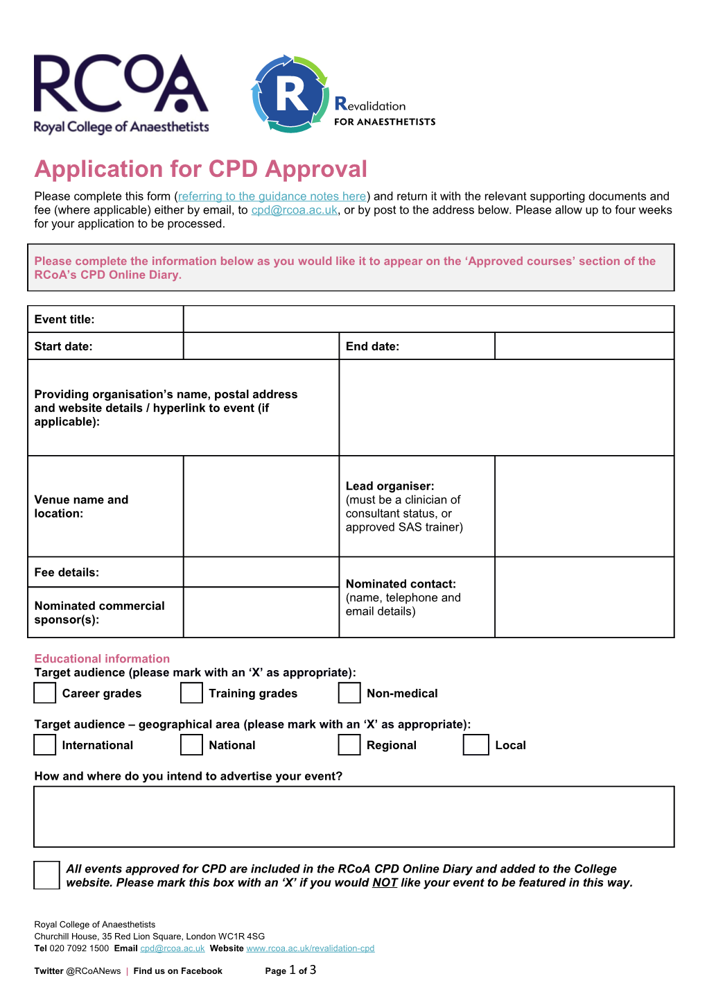 Application for CPD Approval
