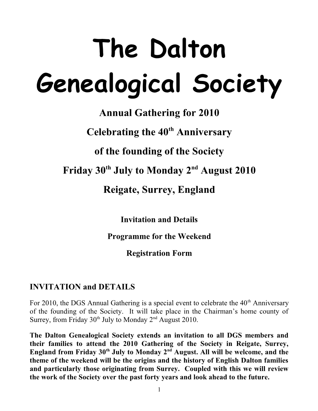 The Dalton Genealogical Society