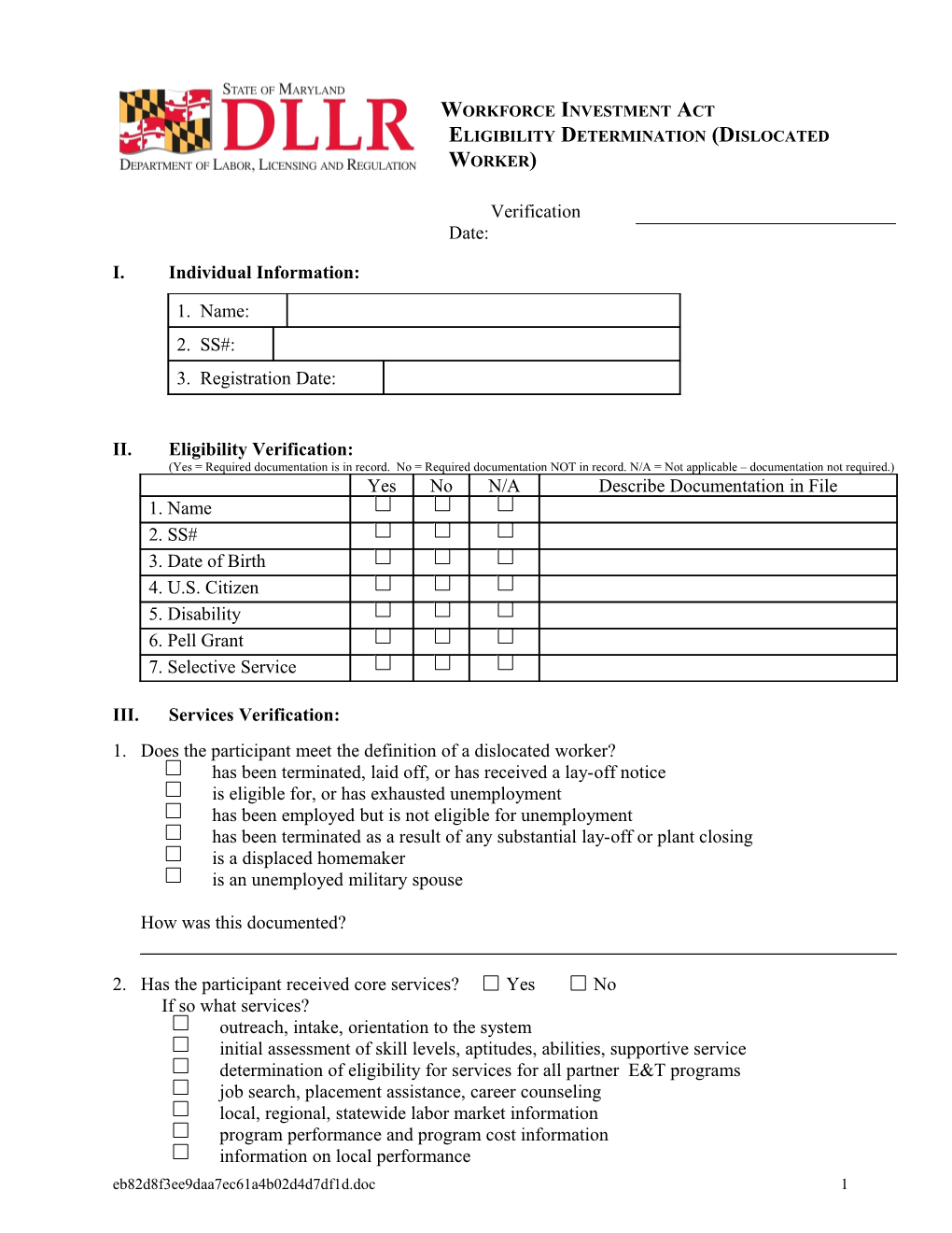 Eligibility Determination for the Adult Program