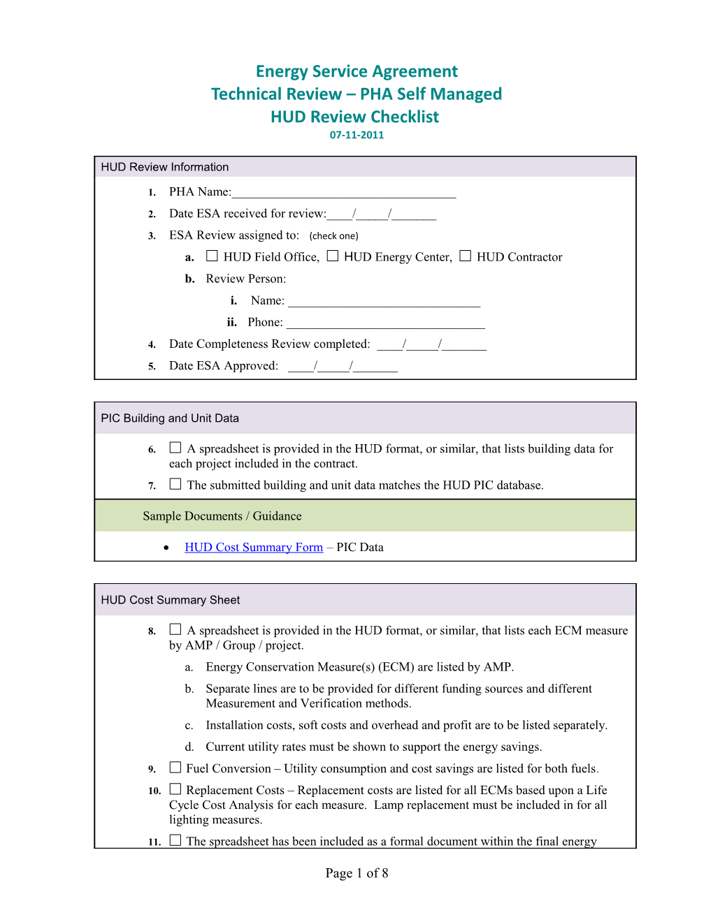 Technical Review PHA Self Managed