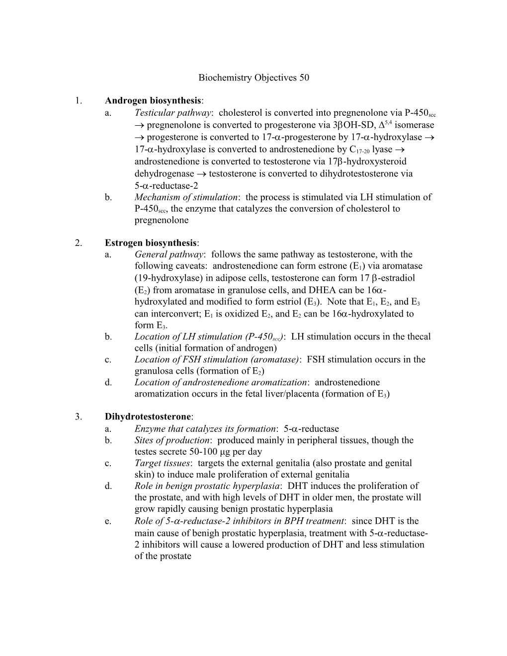 Biochemistry Objectives 50