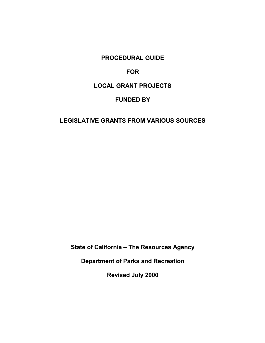 Legislative Grants from Various Sources