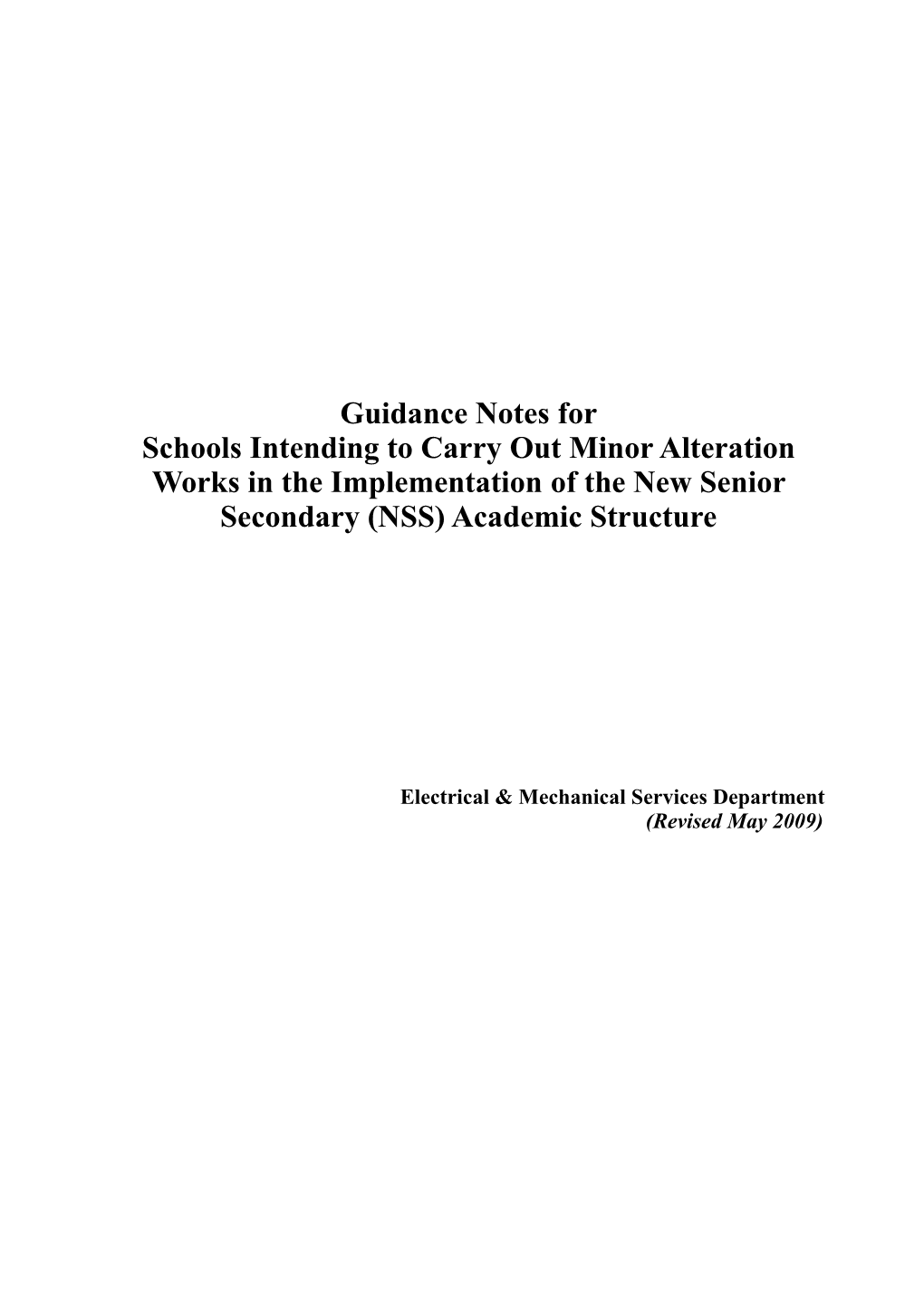 Guidance Notes Forschools Intendingto Carry out Minor Alteration Works