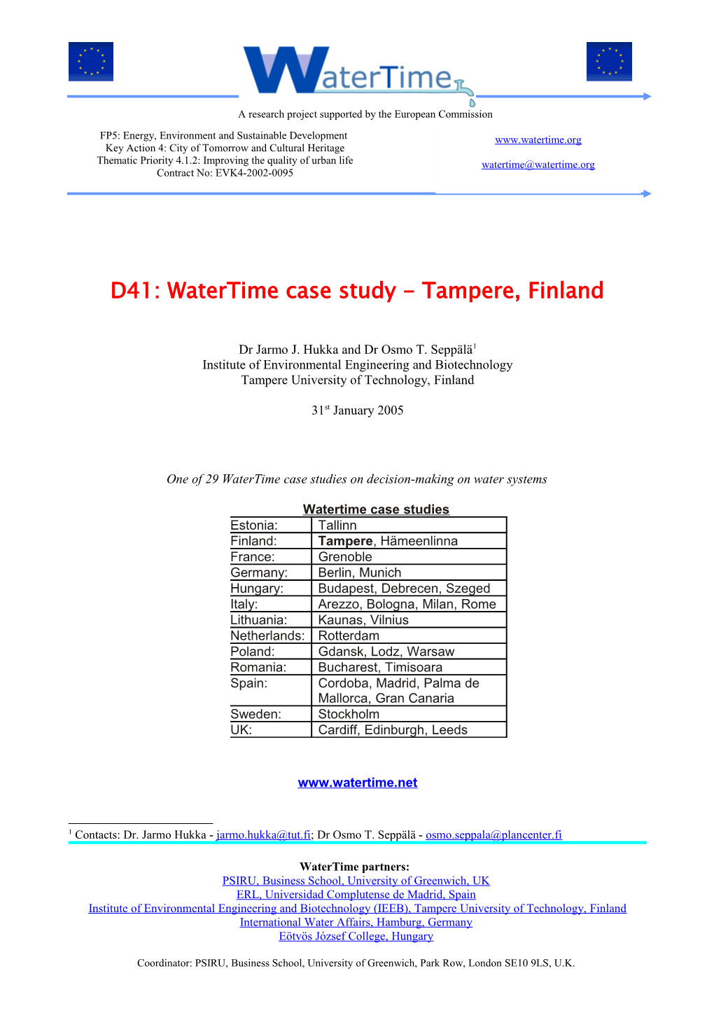 D41: Watertime Case Study - Tampere, Finland