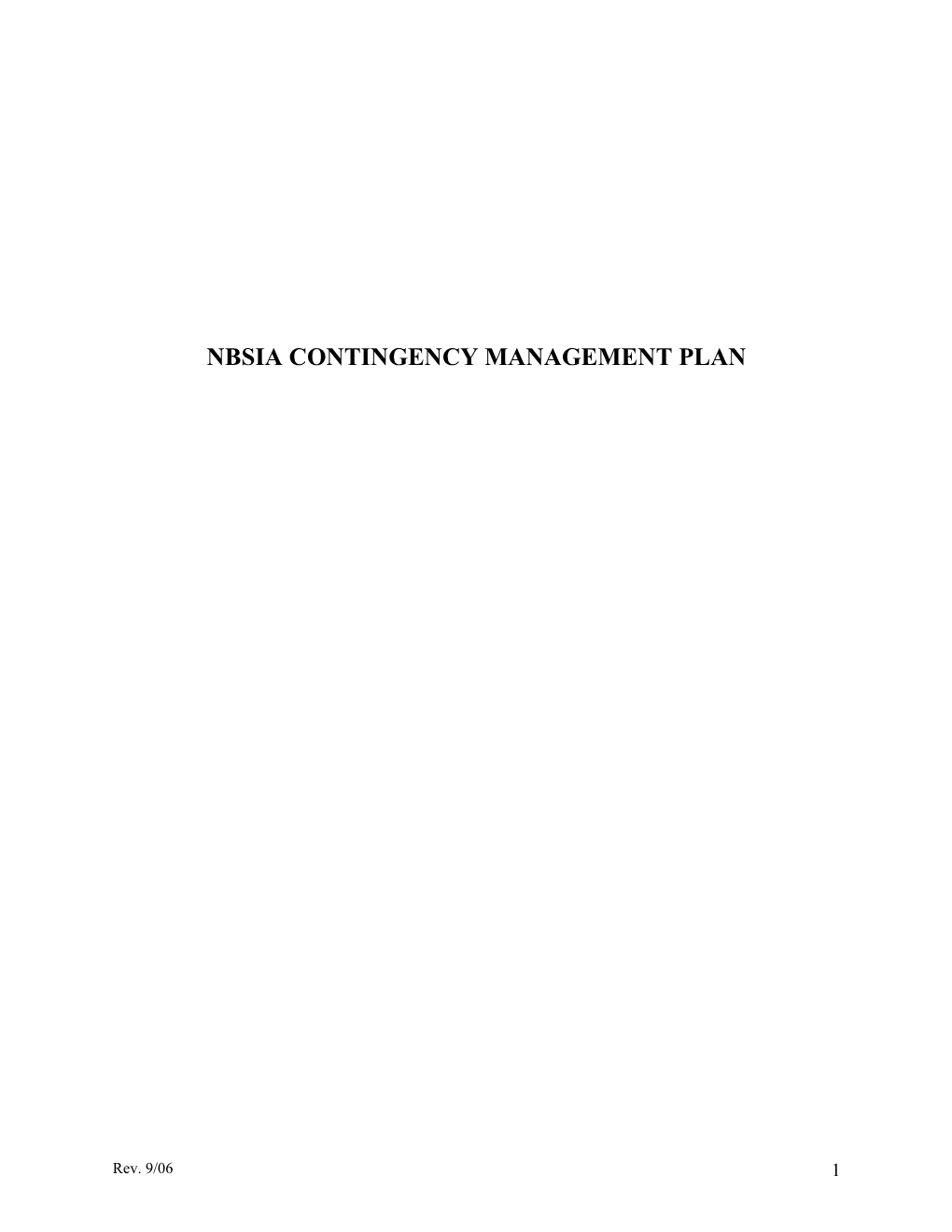 Nbsia Contingency Management Plan