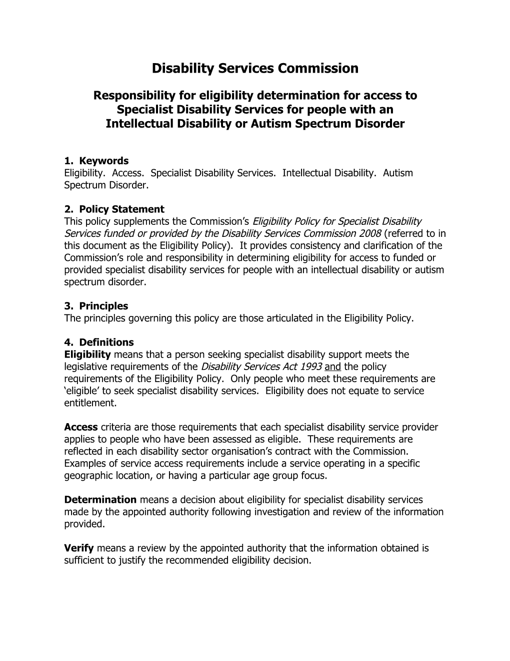 Eligibility Determination Policy