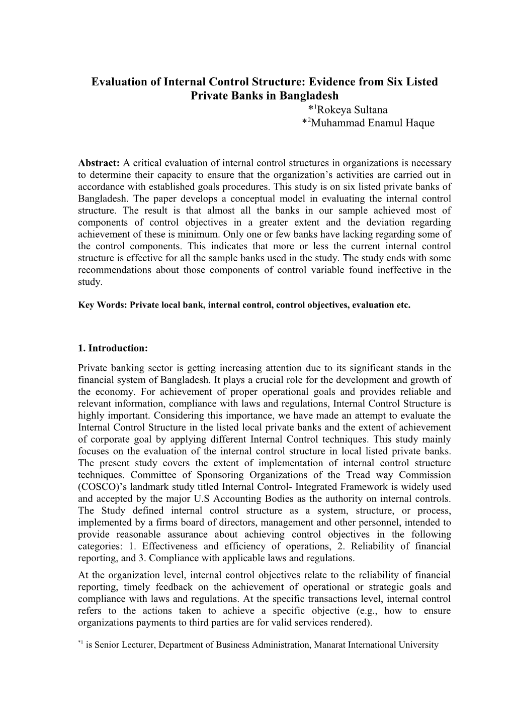 Evaluation of Internal Control Structure in Accounting Information System of the Listed