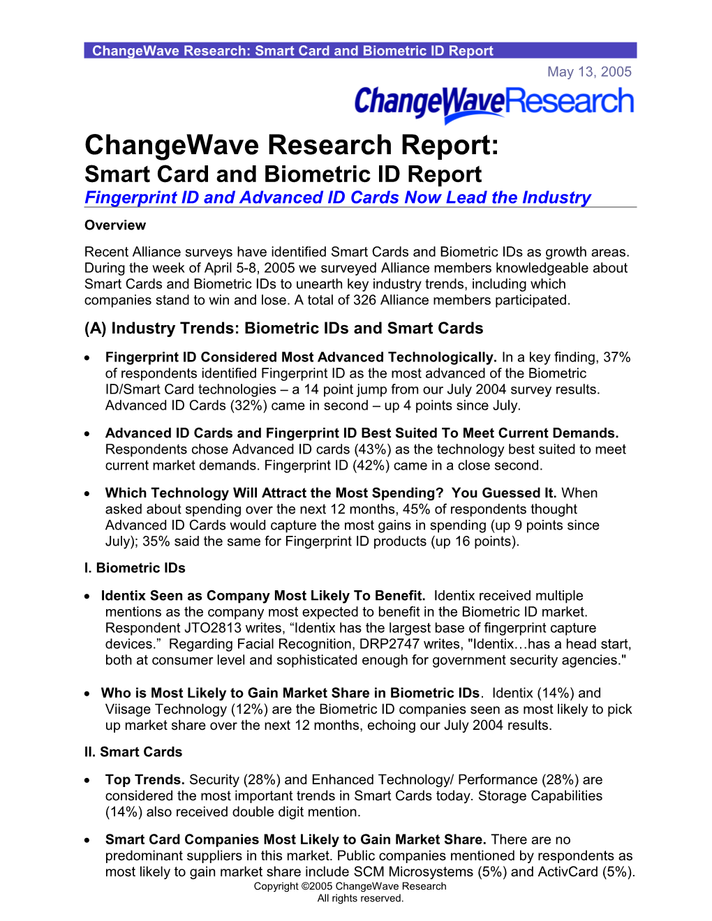 Changewave Research: Smart Card and Biometric ID Report
