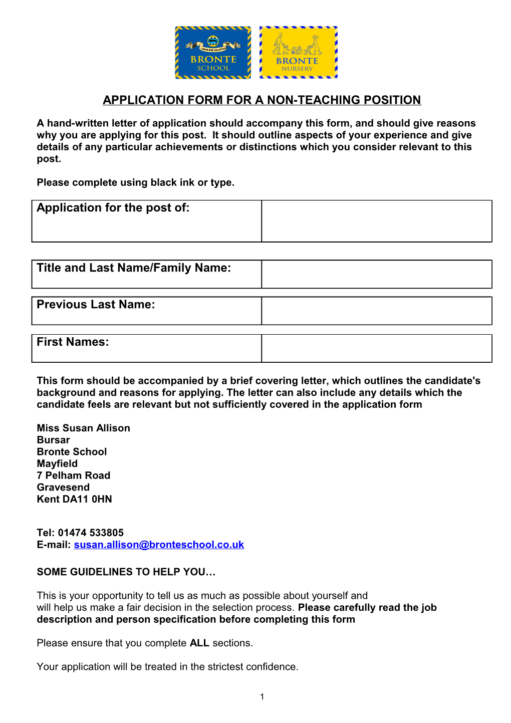 Application Form for a Non-Teaching Position