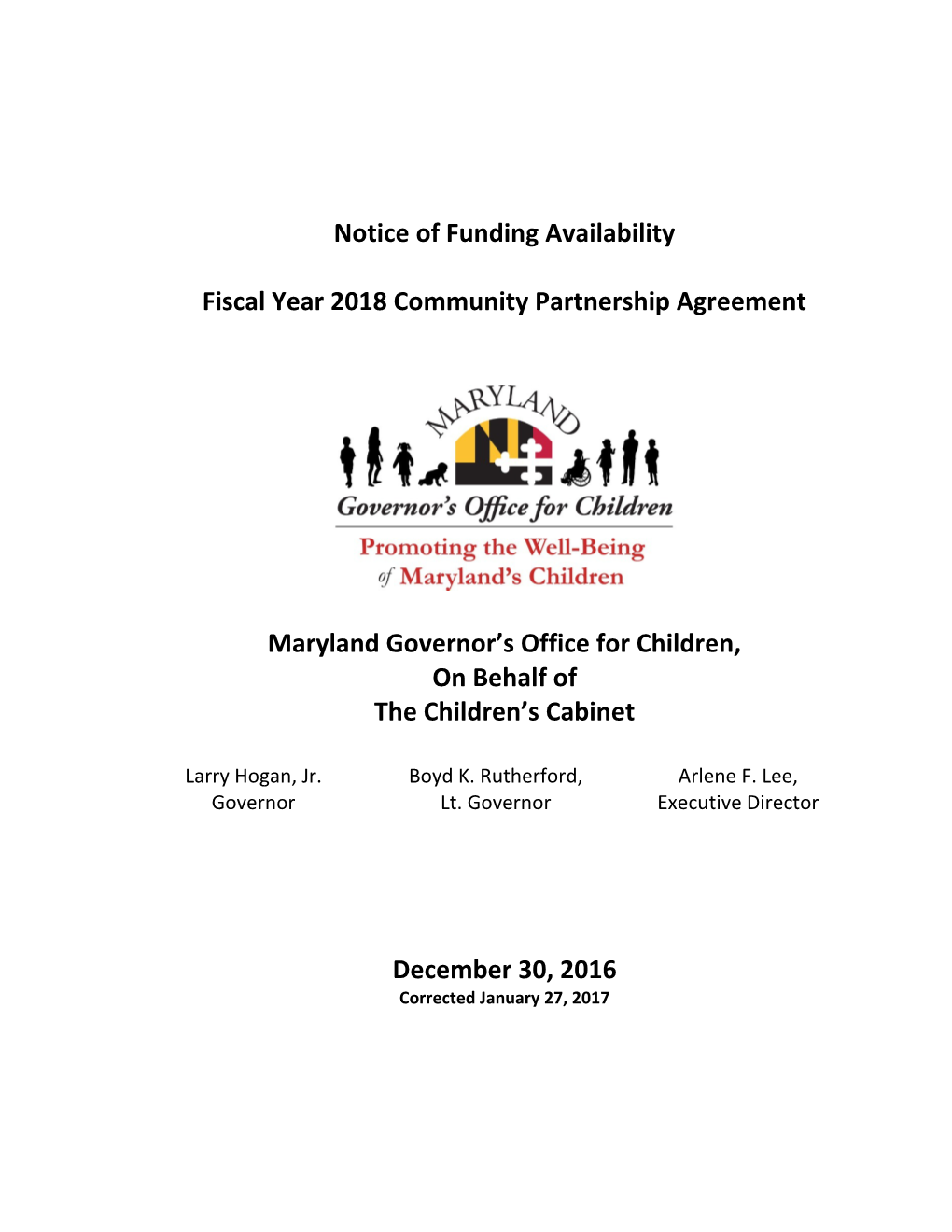 Fiscal Year 2018 Community Partnership Agreement