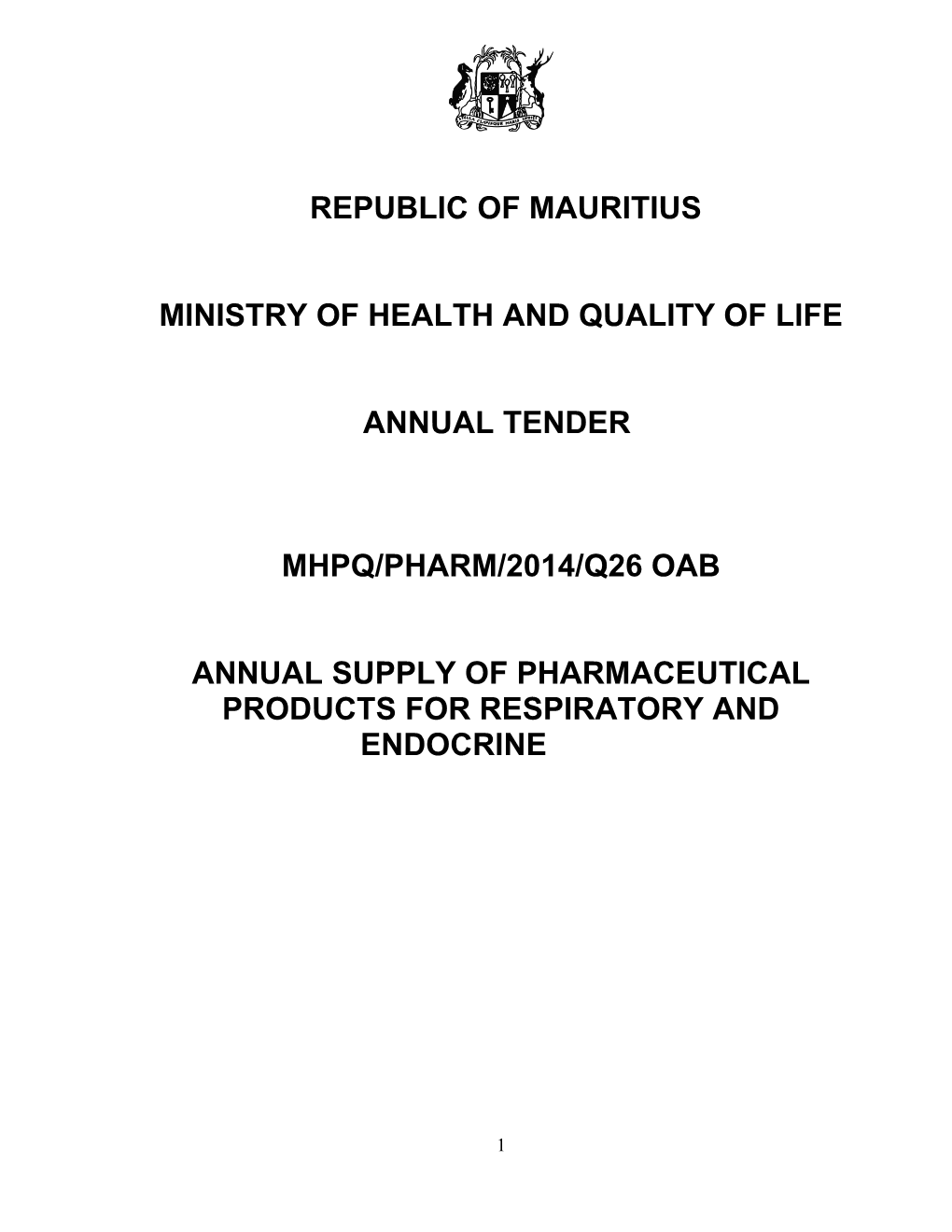 Annual Supply of Pharmaceutical Products for Respiratory and Endocrine