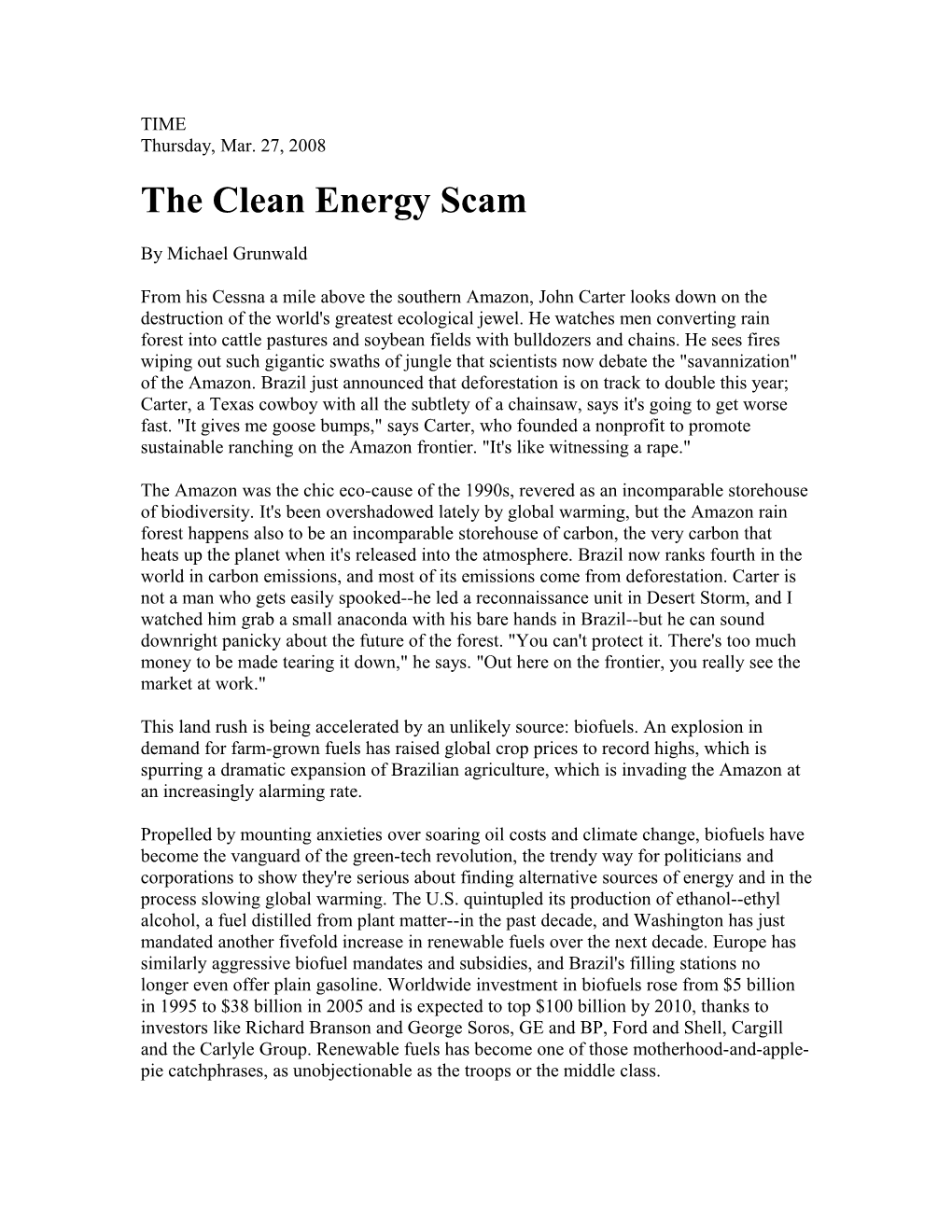 The Clean Energy Scam