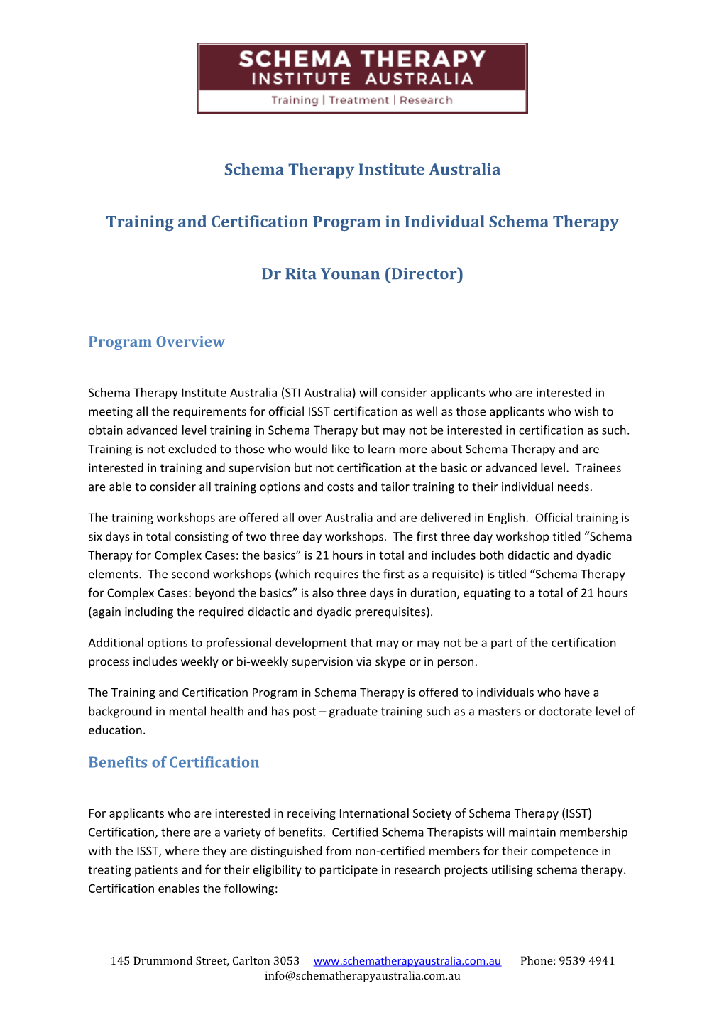 Schema Therapy Institute Australia