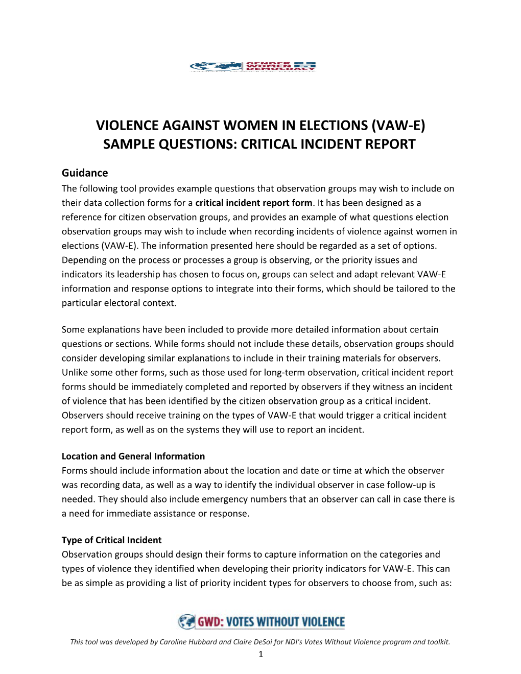 Violence Against Women in Elections (Vaw-E)