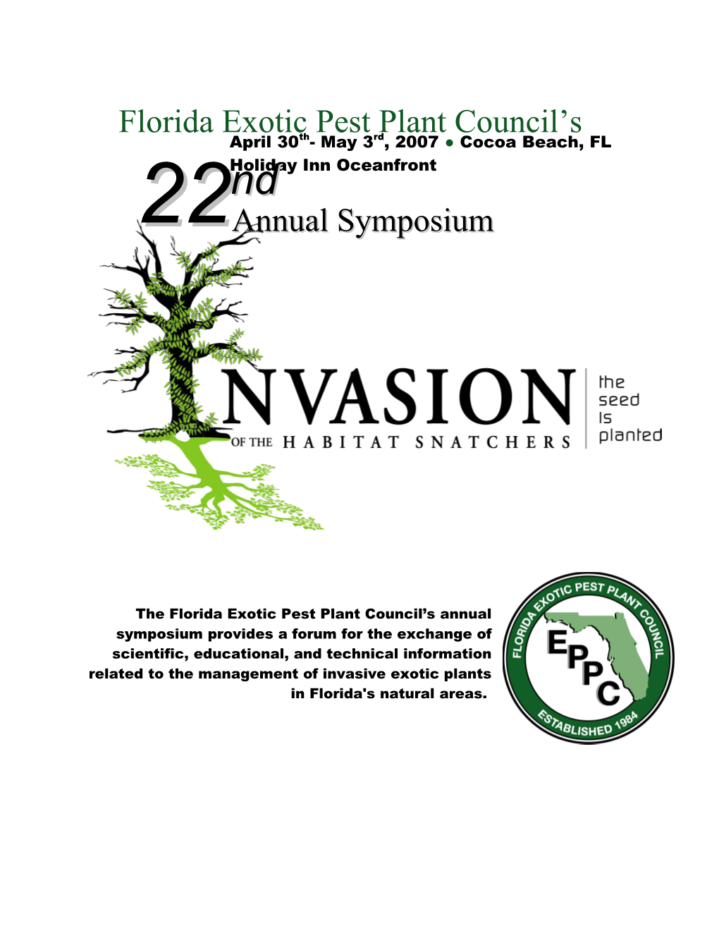 Florida Exotic Pest Plant Council 22Nd Annual Symposium