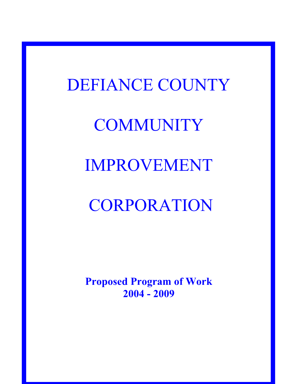 Proposed Program of Work