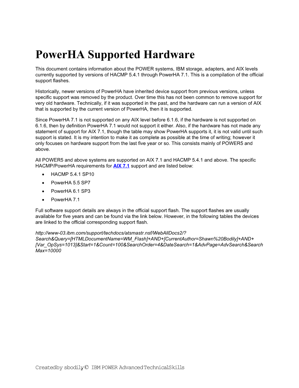 Powerha Supported Hardware
