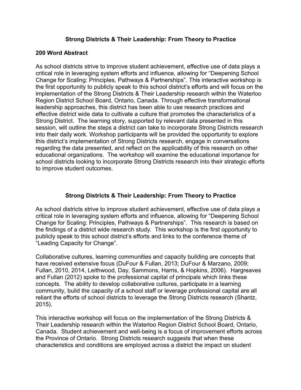 Strong Districts & Their Leadership: from Theory to Practice