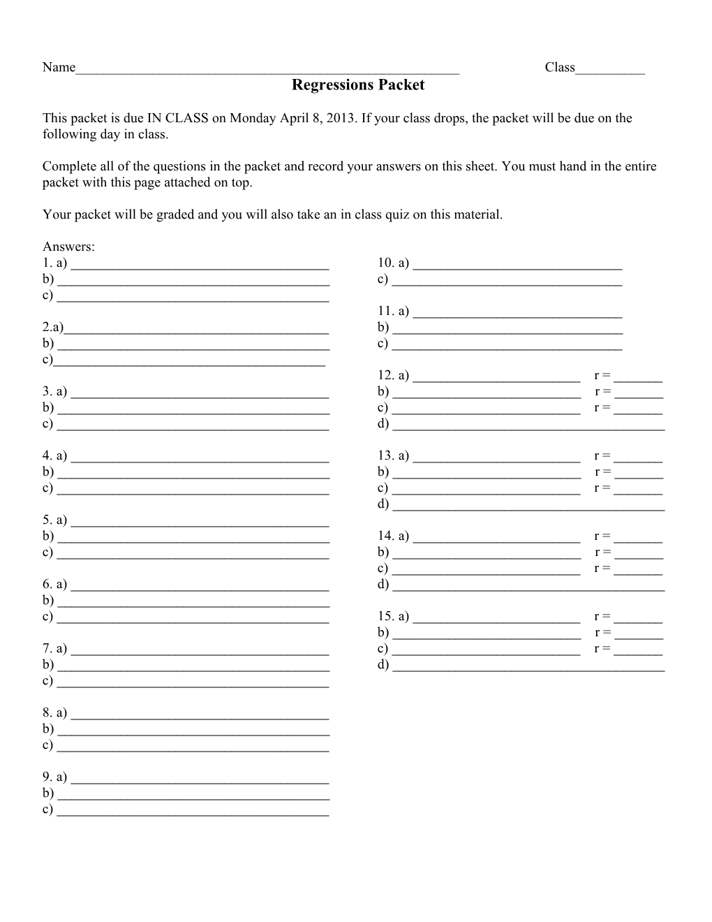 Using the Calculator for Regressions