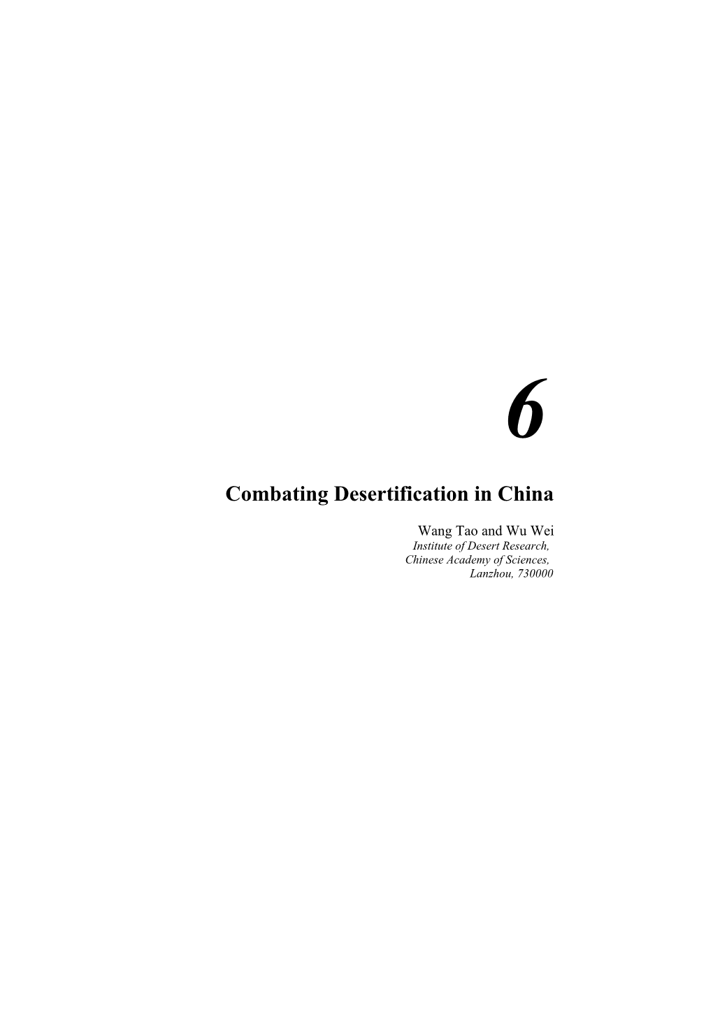Combating Desertification in China