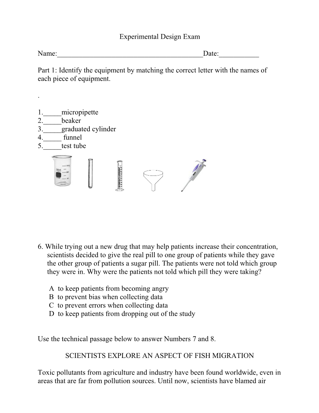 Experimental Design Exam