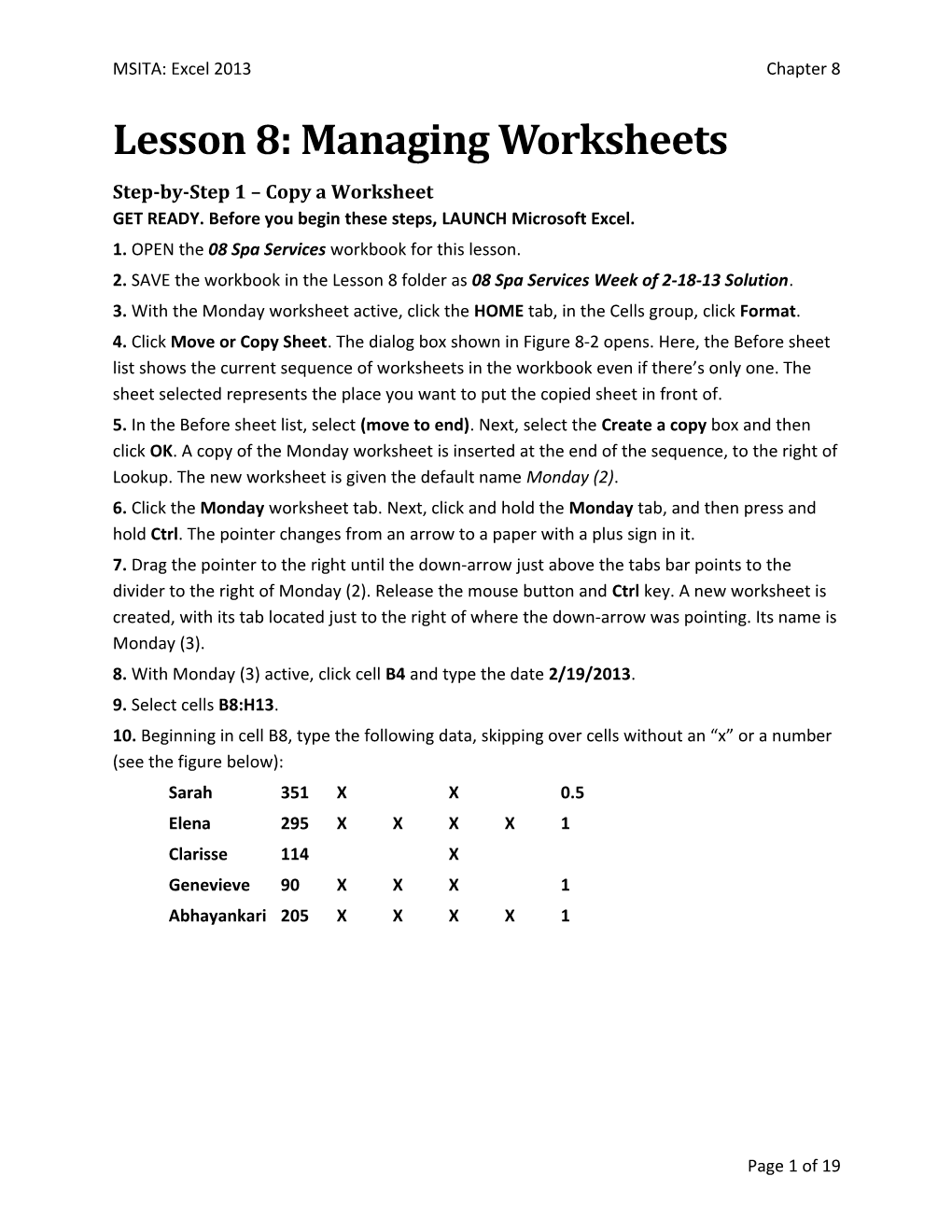 Step-By-Step 1 Copy a Worksheet