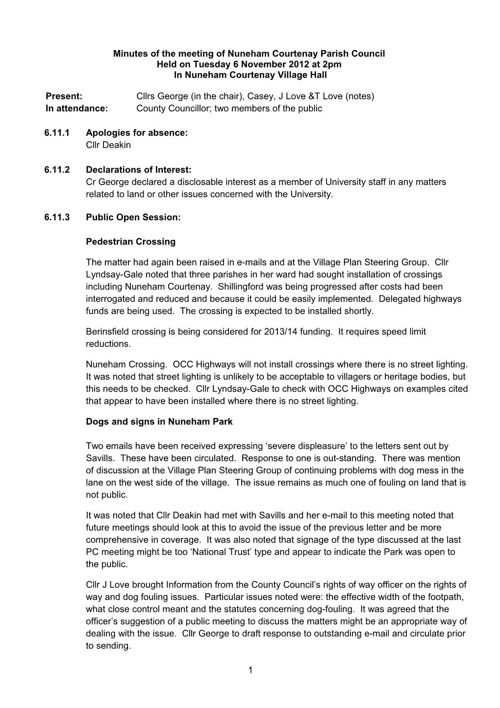 Nuneham Courtenay Parish Council