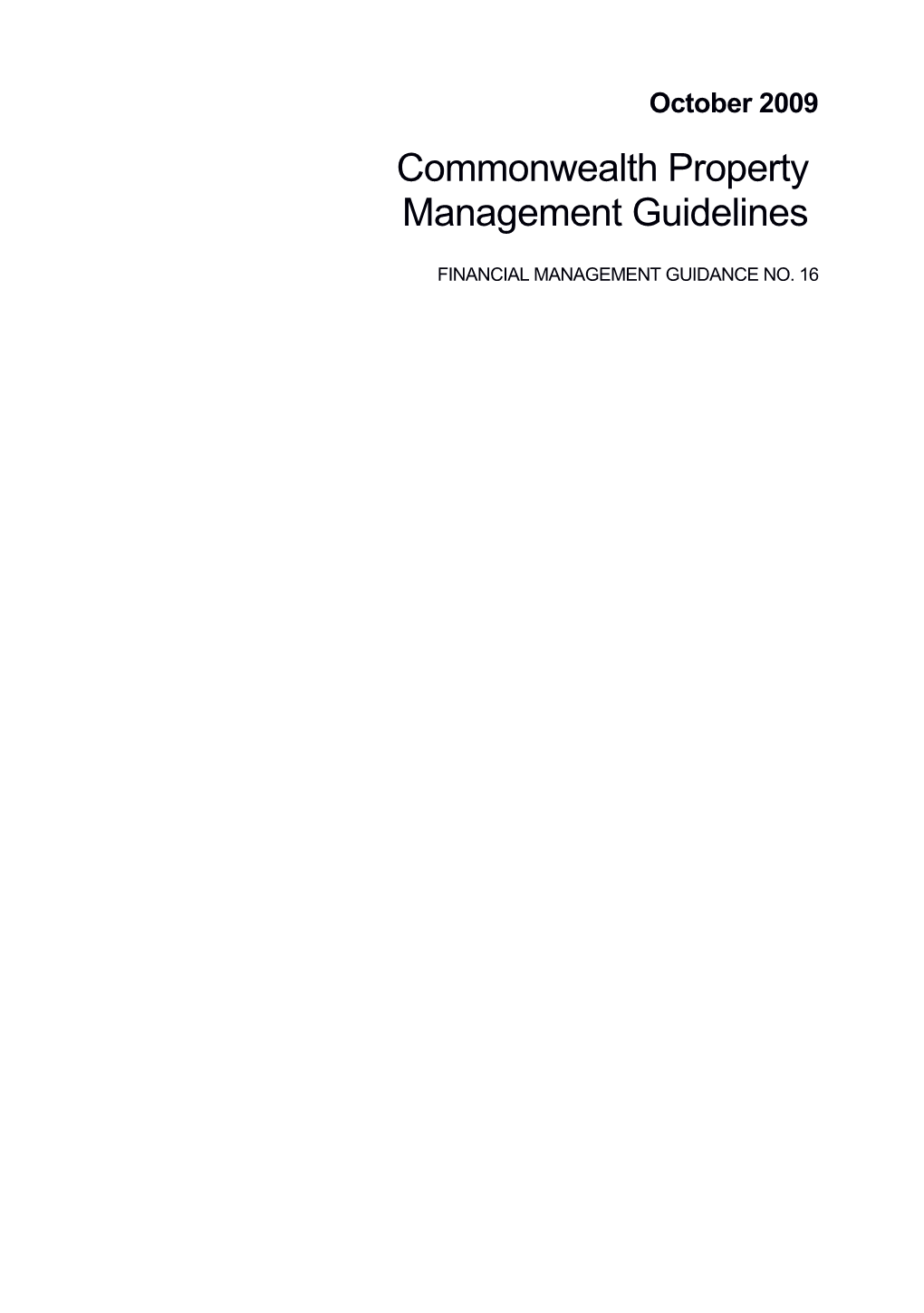 Commonwealth Property Management Guidelines