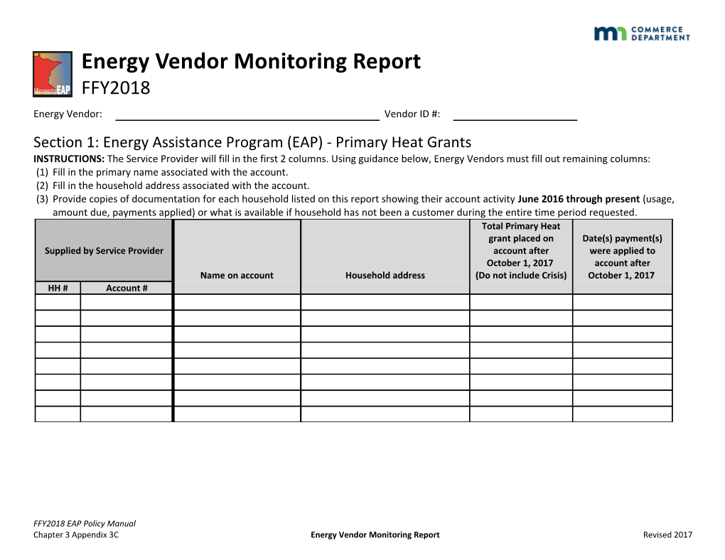 Section 1: Energy Assistance Program (EAP) - Primary Heat Grants