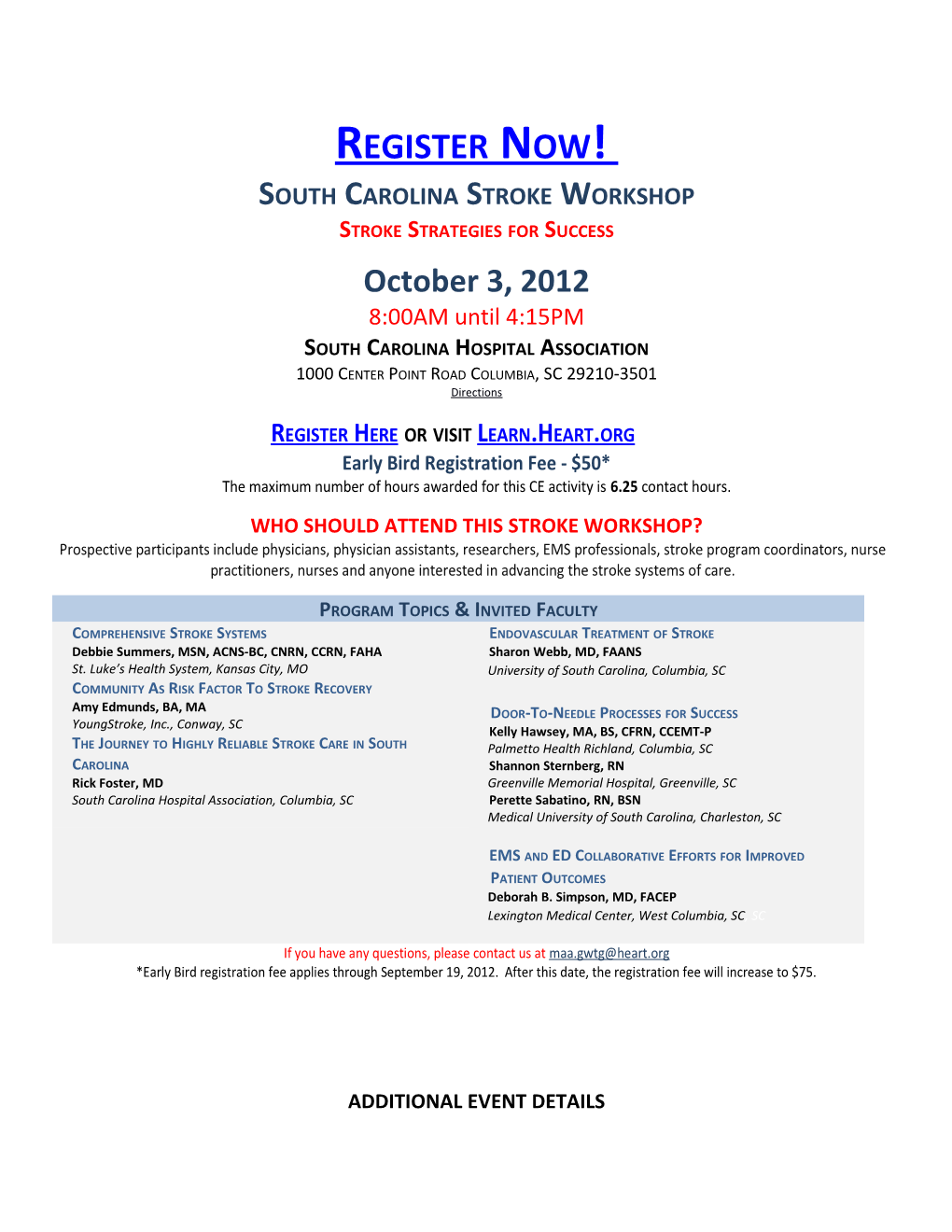 Register Online Now for This Accredited GWTG Stroke Workshop