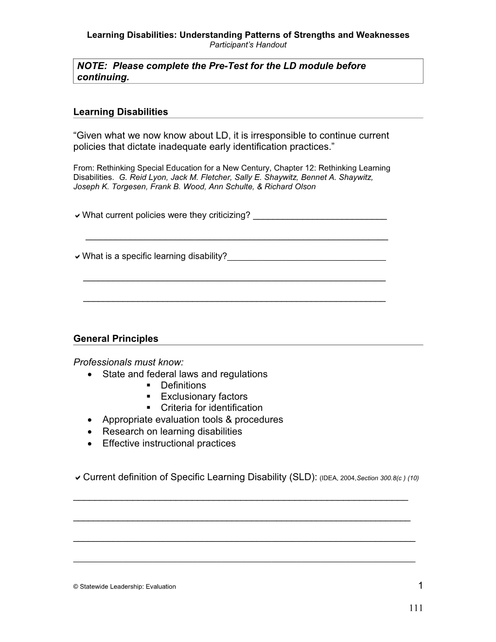 Learning Disabilities: Understanding Patterns of Strengths and Weaknesses