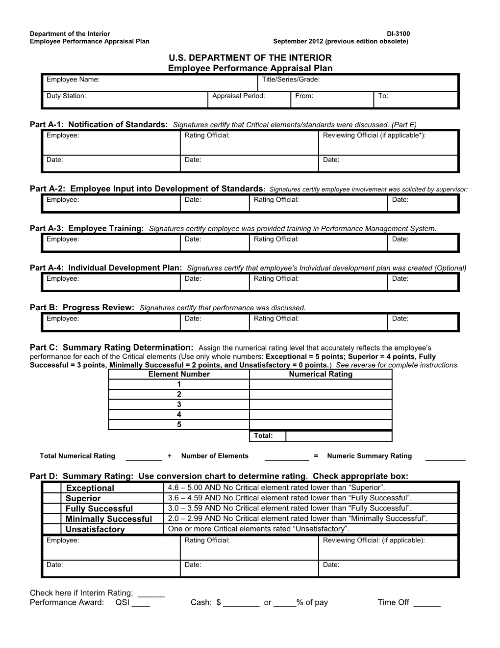 Department of the Interior DI-3100