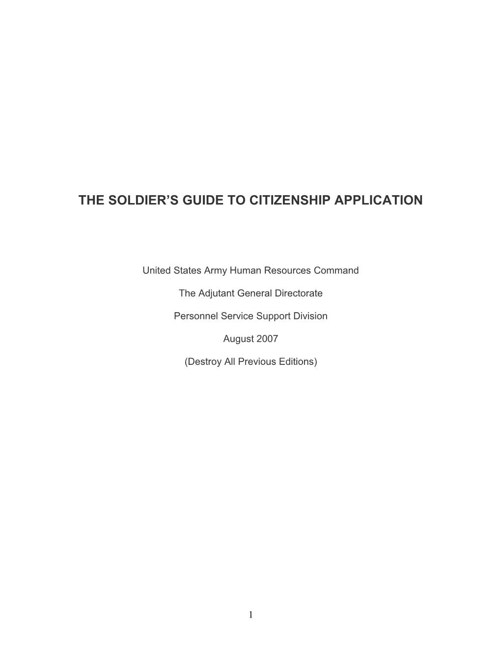 The Soldier S Guide to Citizenship Application