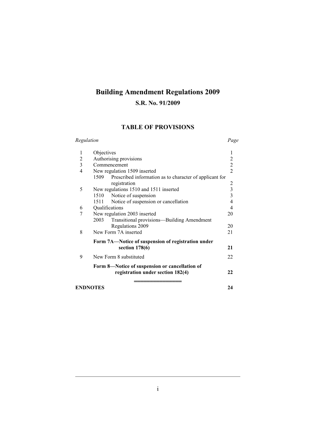 Building Amendment Regulations 2009