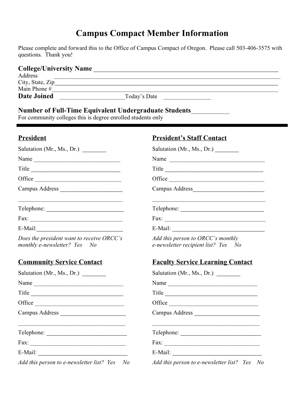 Member Info Form