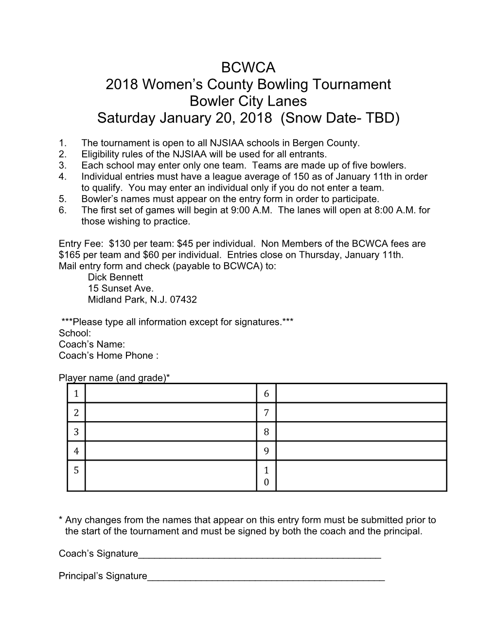 2018 Women S County Bowling Tournament