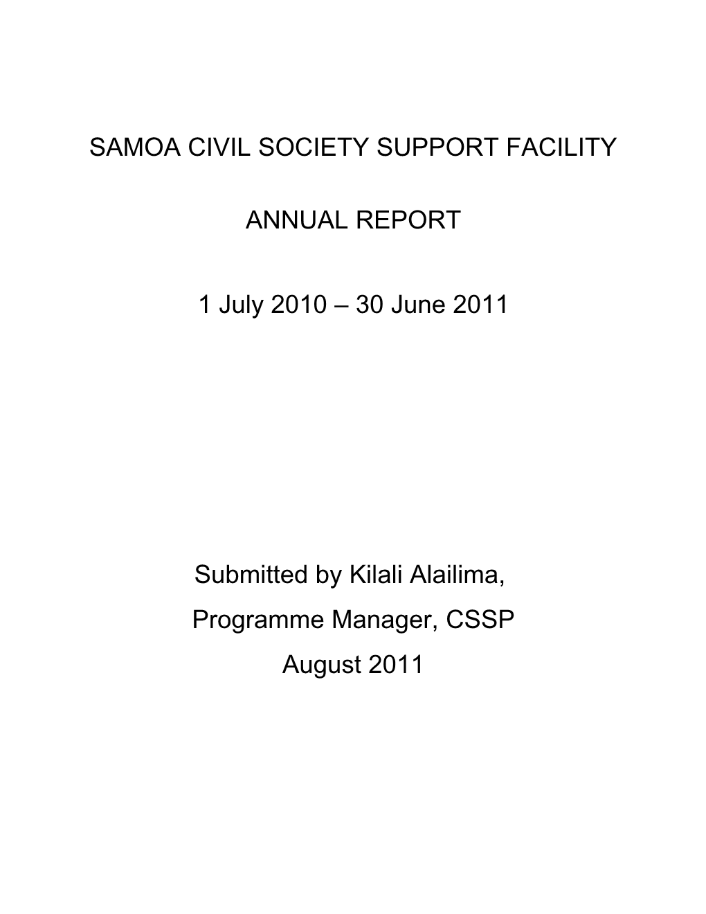 Samoa Civil Society Support Facility Annual Report