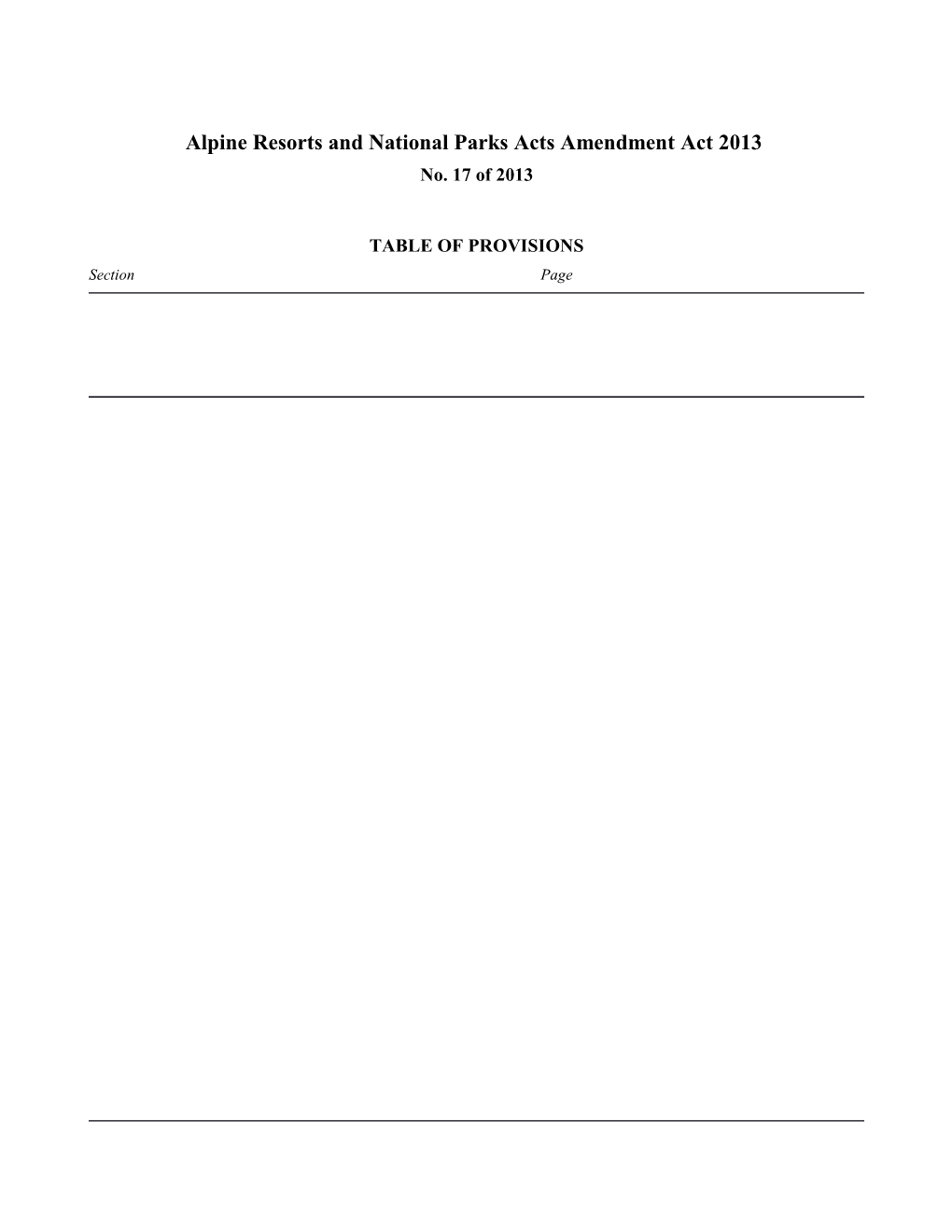 Alpine Resorts and National Parks Acts Amendment Act 2013