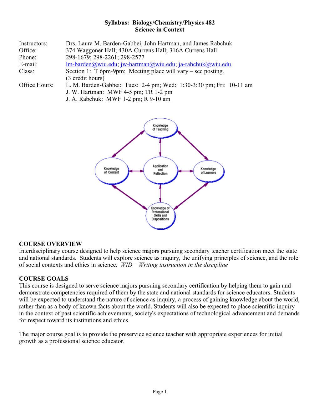 Syllabus: Biology/Chemistry/Physics 482