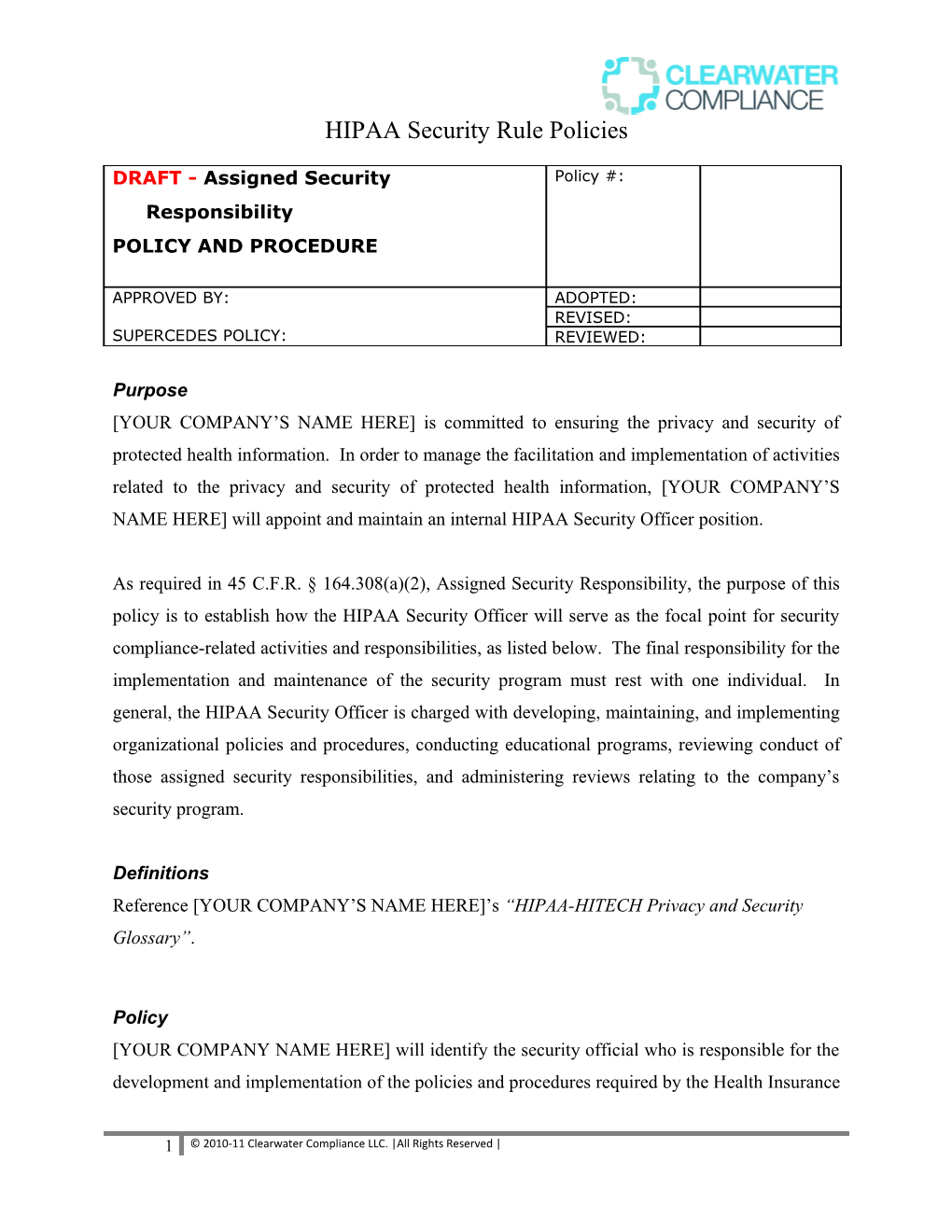 Policies and Procedures Template