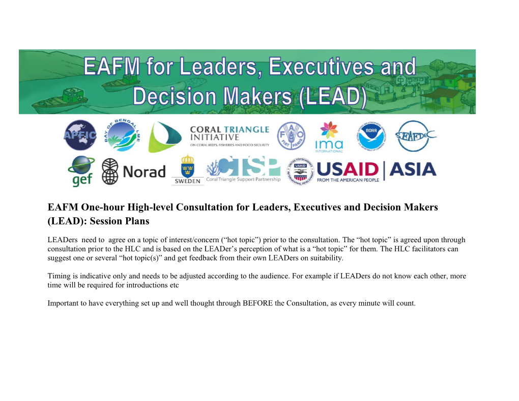 EAFM One-Hourhigh-Level Consultation for Leaders, Executives and Decision Makers (LEAD)