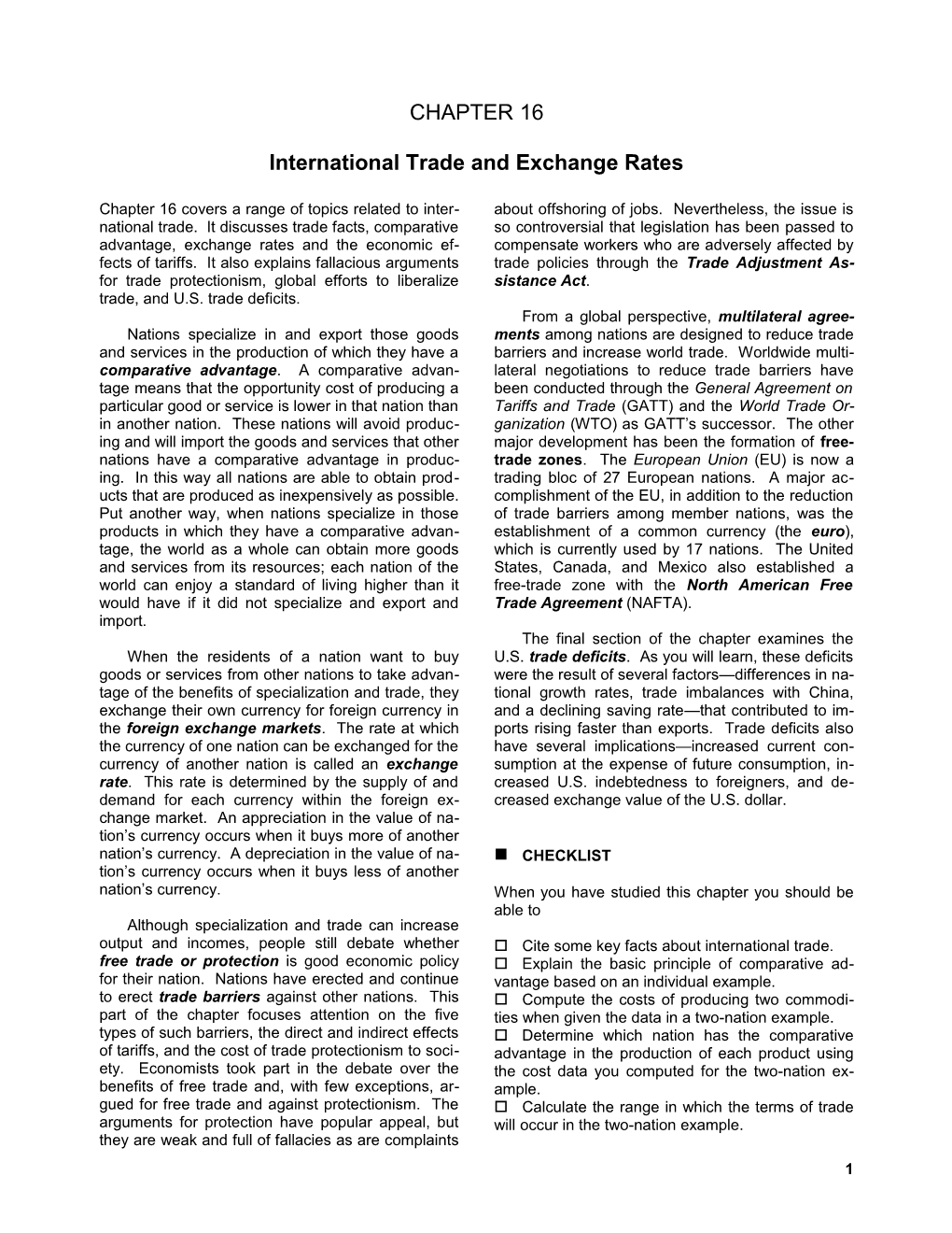 International Trade and Exchange Rates