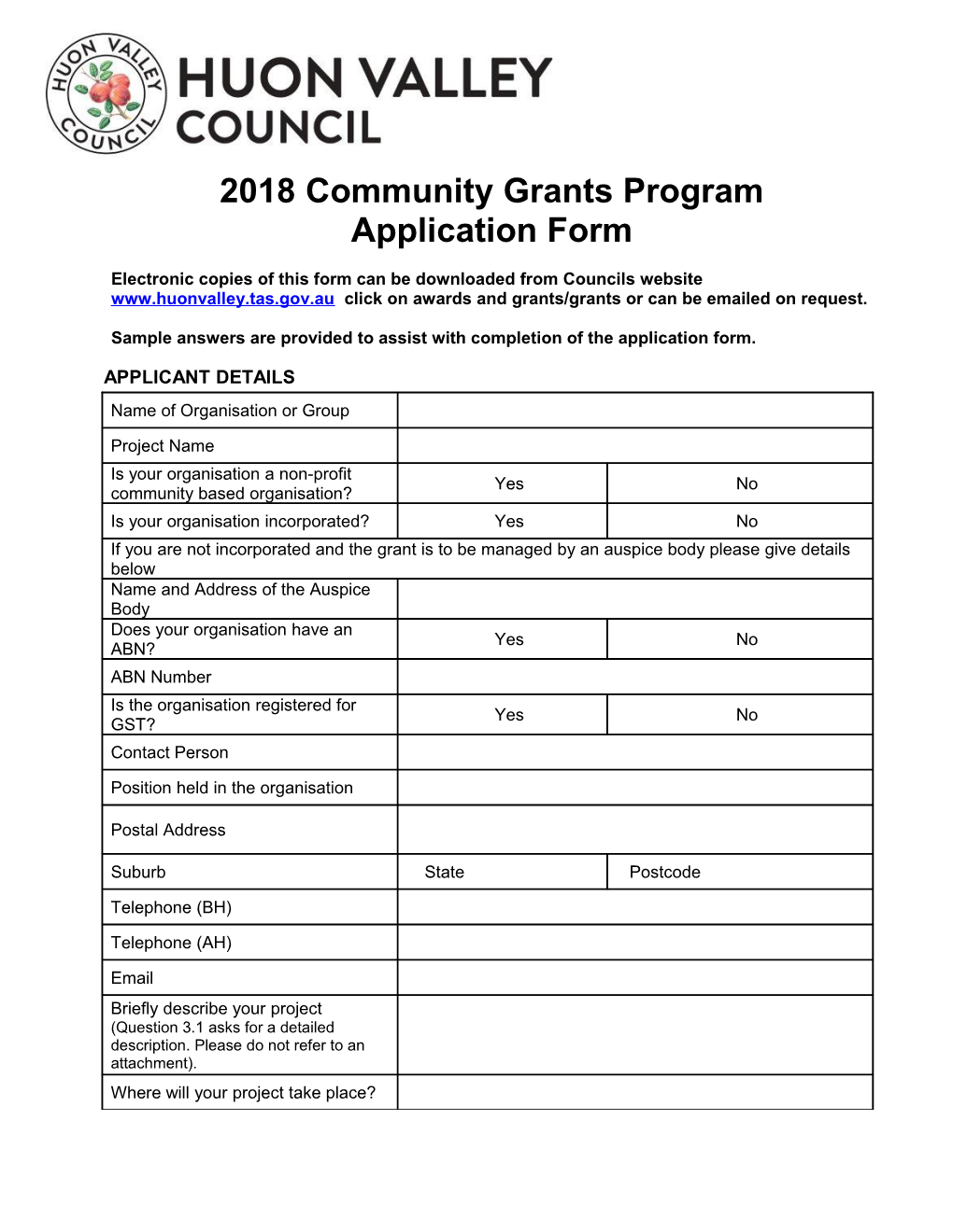 2018Community Grants Program