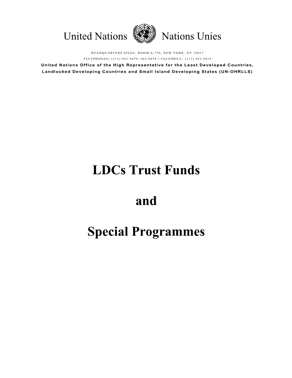 The WMO Programme and WMO Trust Fund for Ldcs