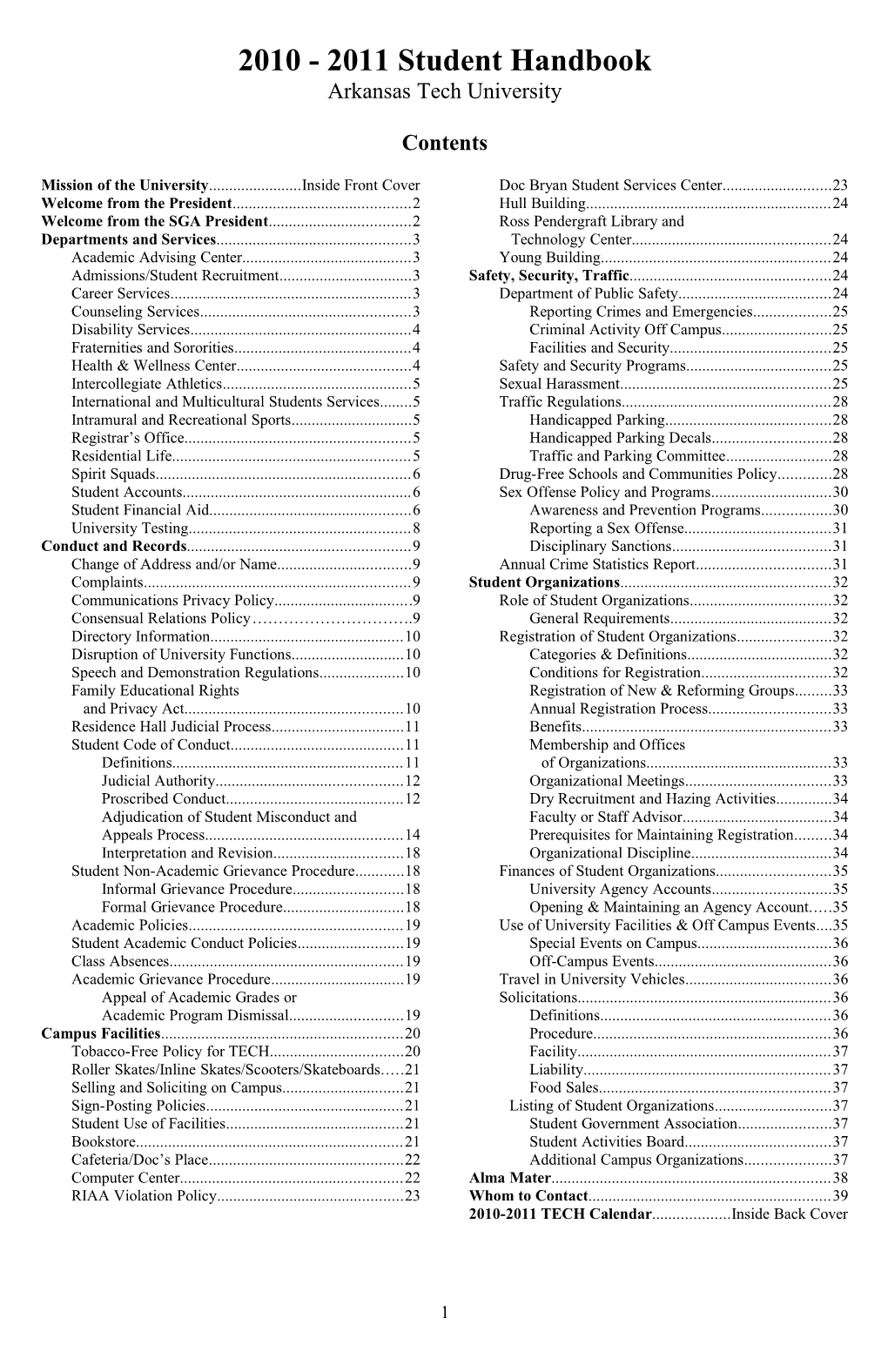 2010 - 2011 Student Handbook