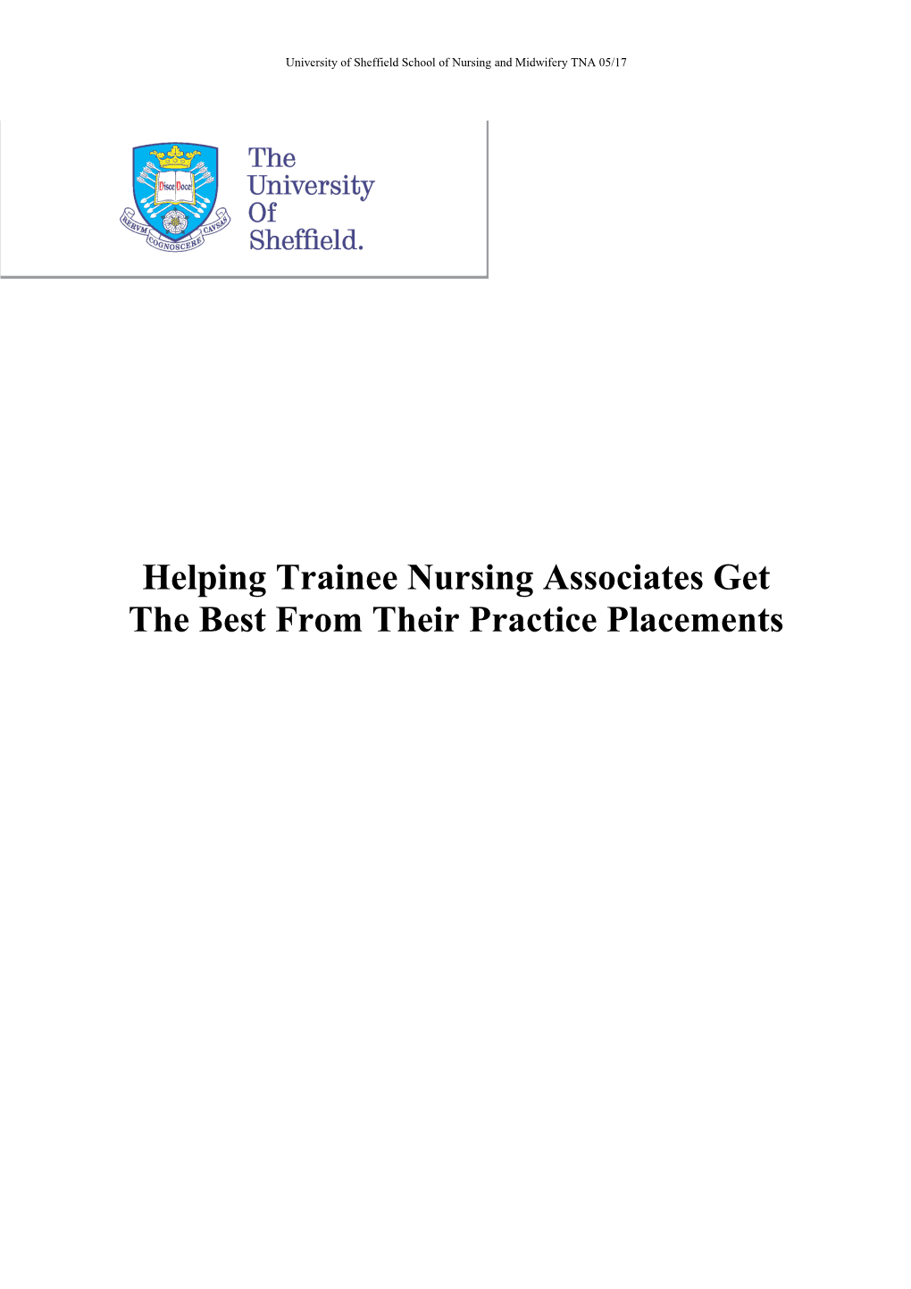 Helping Trainee Nursing Associates Get the Best from Their Practice Placements
