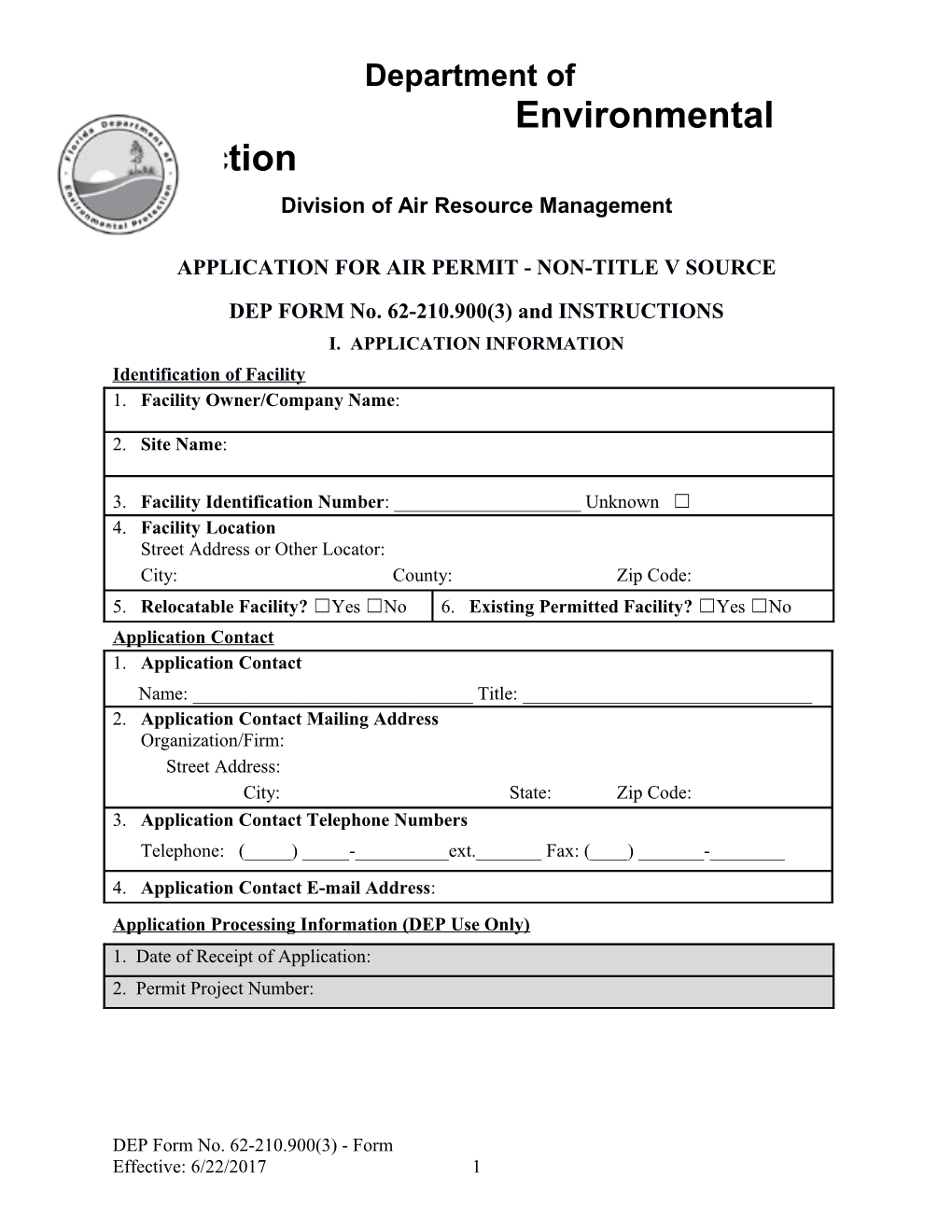 Application for Air Permit - Non-Title V Source